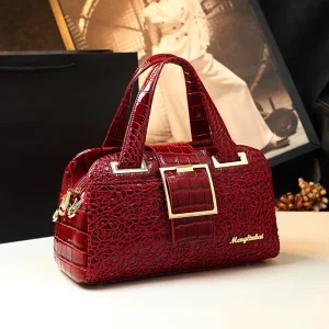 Cowhide Leather Women Crocodile Lace Bag