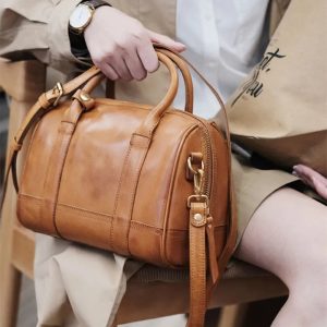 British Retro Leather Women's Boston Bag