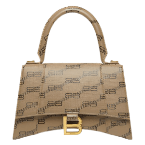 Balenciaga Hourglass Small Handbag BB Monogram Coated Canvas Apricot