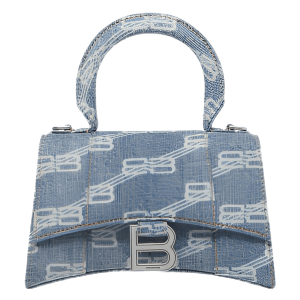 Balenciaga BB Monogram Hourglass XS Denim Tote Blue