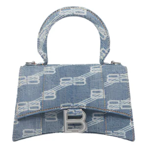 Balenciaga BB Monogram Hourglass XS Denim Tote Blue