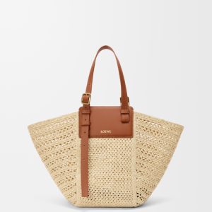 Loewe Medium Hammock cabas in raffia and calfskin A538HNZX02-2435