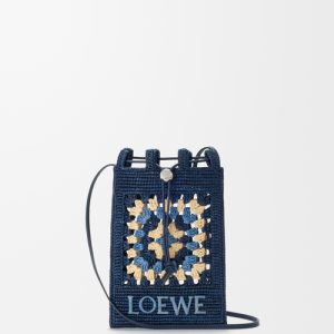 Loewe Drawstring pocket in classic calfskin and raffia C630PHPX07-0150