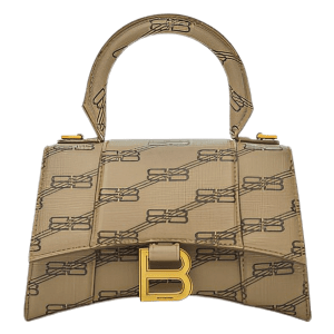 Balenciaga Hourglass XS Handbag BB Monogram Coated Canvas Apricot