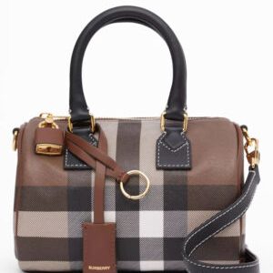 Burberry Check And Leather Mini Bowling Bag
