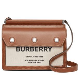 Burberry Mini Horseferry Print Title Bag with Pocket Detail Coffee