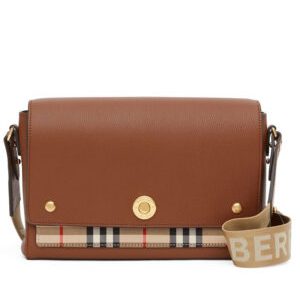 Burberry Leather and Vintage Check Note Crossbody Bag Coffee