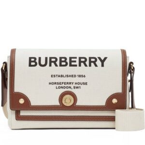 Burberry Horseferry Print Canvas Note Crossbody Bag Coffee