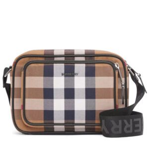 Burberry Check Cotton Crossbody Bag Coffee