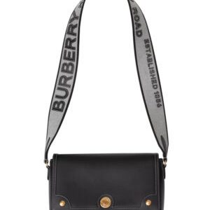 Burberry Topstitched Leather Shoulder Bag Black