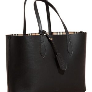 Burberry The Medium Reversible Tote in Haymarket Check and Leather 40496351 Black