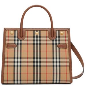 Burberry Mini Vintage Check Two-handle Title Bag Coffee