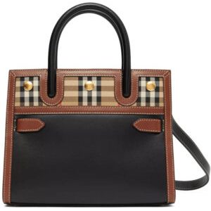 Burberry Mini Vintage Check Two-handle Title Bag Black
