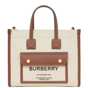Burberry Two-tone Canvas And Leather Mini Freya Tote