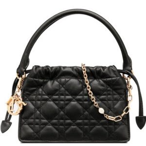 Dior Lady Dior Top Handle Drawstring Mini Bag S0981 Black