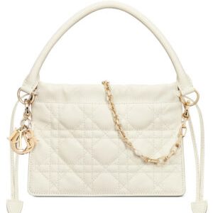 Dior Lady Dior Top Handle Drawstring Mini Bag S0981 Cream