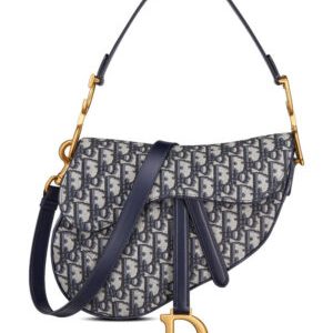 Christian Dior Saddle Bag With Strap Dark Blue