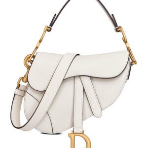 Christian Dior Mini Saddle Bag With Strap White