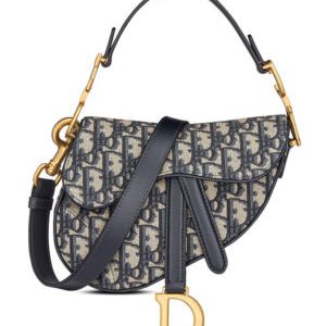 Christian Dior Mini Saddle Bag With Strap Dark Blue