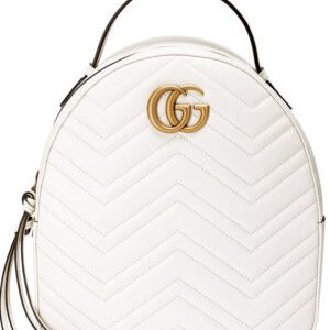 Gucci GG Marmont Quilted Leather Backpack Bag 476671 White