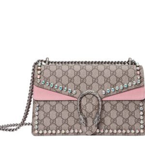 Gucci Dionysus GG Supreme shoulder bag with crystals 400249 Pink