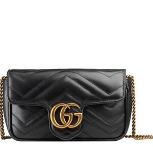 Gucci GG Marmont matelasse leather super mini bag 476433 Black