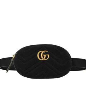 Gucci GG Marmont matelasse velvet belt bag 476434 Black