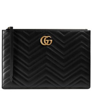 Gucci GG Marmont matelasse leather pouch 476440 Black