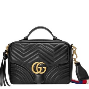 Gucci GG Marmont matelasse top handle bag 498100 Black