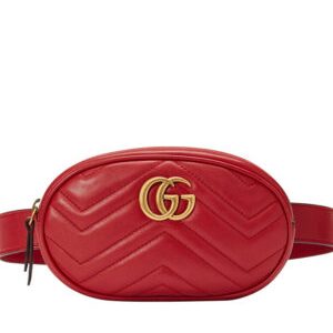 Gucci GG Marmont Matelasse Leather Belt Bag 476434 Red