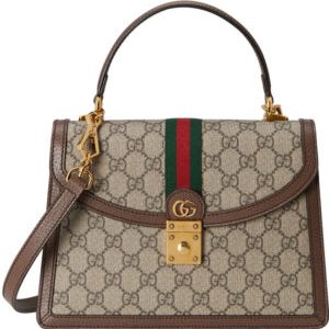 Gucci Ophidia Small Top Handle Bag With Web 651055 Dark Coffee