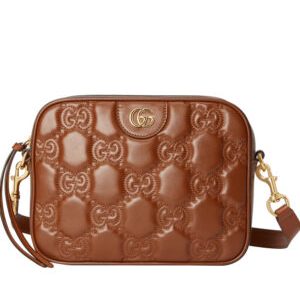 Gucci GG Matelasse Leather Shoulder Bag 702234 Coffee