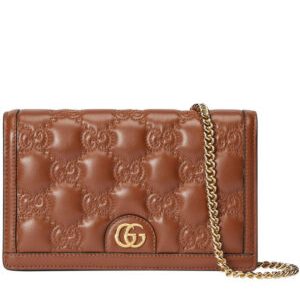Gucci GG Matelasse Chain Wallet 723787 Coffee