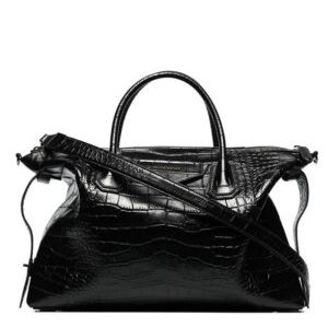 Givenchy Small Antigona Soft Bag In Crocodile Effect Leather Black