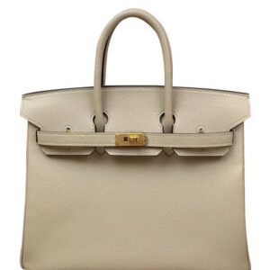 Hermes Birkin 25 Epsom Leather Paon Phw Light Gray