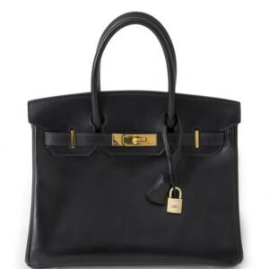 Hermes Birkin bag 30 Box calf leather Black