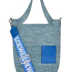 Loewe Mini Slit Bag In Raffia And Calfskin