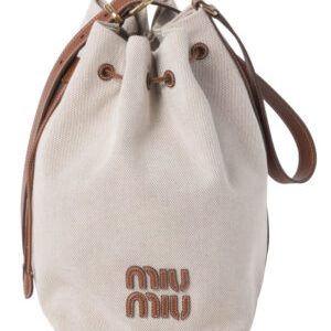 Miumiu Canvas And Leather Bucket Bag 5BE089 Coffee