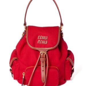 Miumiu Canvas And Leather Backpack 5BZ043
