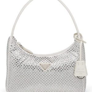 Prada Satin Mini-Bag With Artificial Crystals 1NE515 White