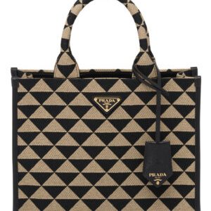 Prada Small Symbole Jacquard Fabric Handbag Black