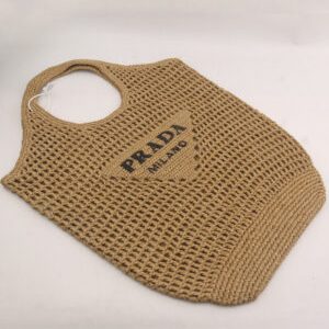 Prada Raffia Tote Bag Apricot