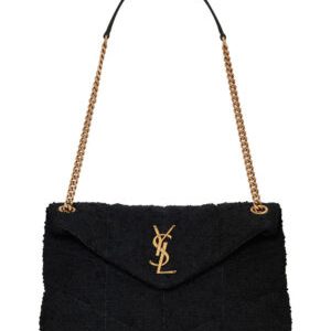 Saint Laurent Puffer Small Quilted Tweed Bag 577476 Black