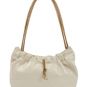 Saint Laurent Mini Leather Shoulder Bag Cream