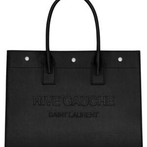 Saint Laurent Rive Gauche Small Tote Bag In Smooth Leather Black