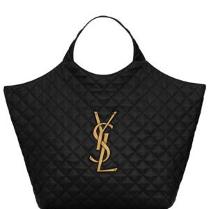 Saint Laurent Icare Maxi Shopping Bag In Quilted Lambskin Black