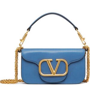 Valentino Loco Small Shoulder Bag In Calfskin Blue