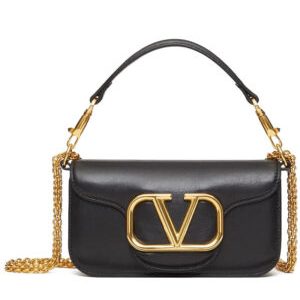 Valentino Loco Small Shoulder Bag In Calfskin Black