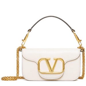 Valentino Loco Small Shoulder Bag In Calfskin Cream