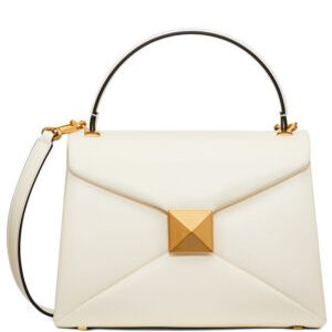Valentino Small One Stud Handbag In Nappa Leather Cream
